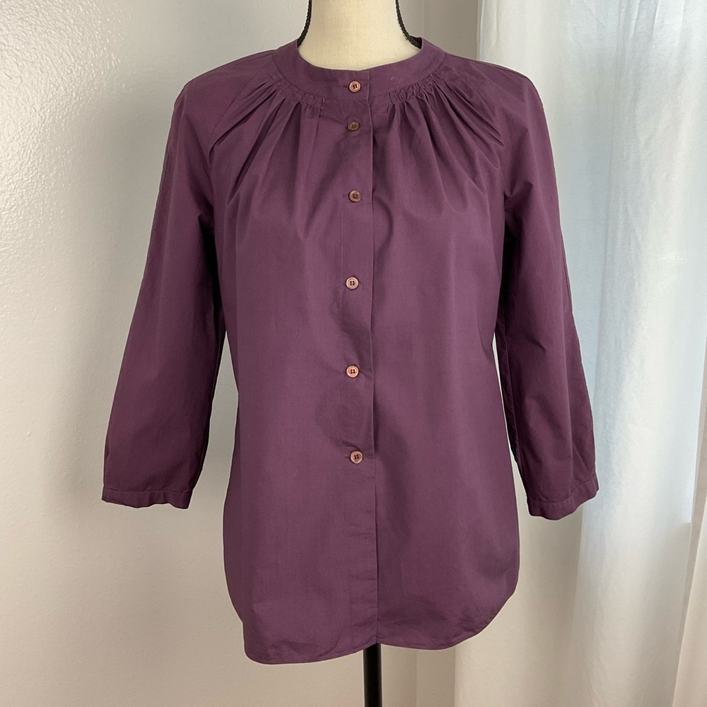 Marni Deep Purple Button-Up Blouse with Flaw